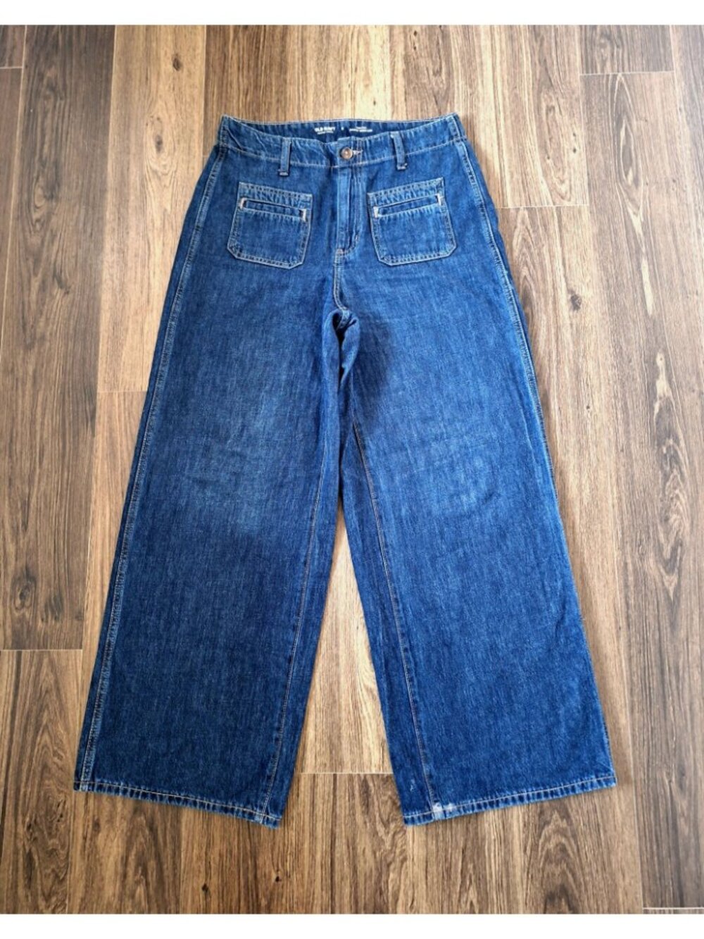 💙 Old Navy Women’s High Rise Baggy Wide Leg Jeans Size 30 Cotton Dark Wash Comf - Picture 8 of 8
